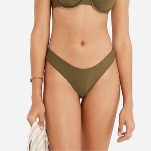 J.Crew Curved Waist Cheeky Swim Bikini Bottom Size XS Olive Green